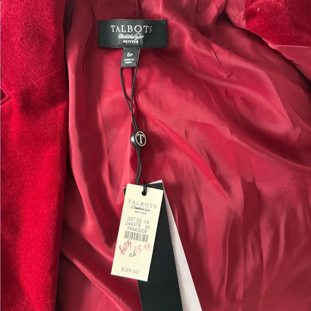 BWT Talbots Petites Red Velvet Blazer - Picture 2 of 3